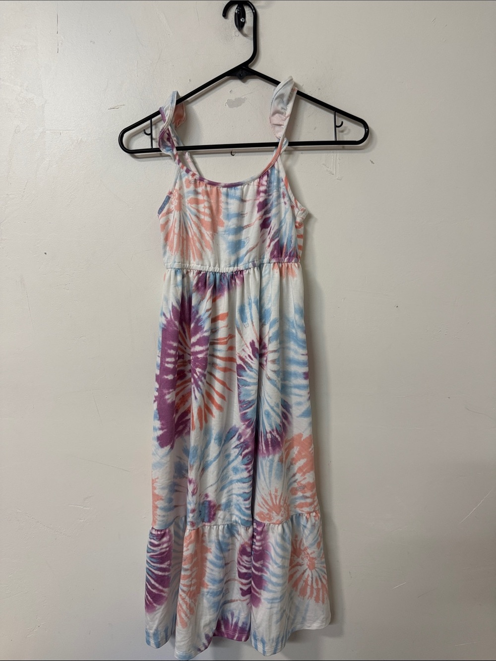 32 Degrees Girls' Tie-Dye Maxi Dress in Purple, Blue & Peach